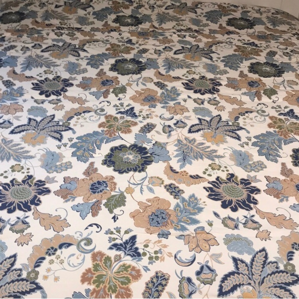 Blue & Taupe Floral Full Size Comforter Cottagecore Neutral Bedding
